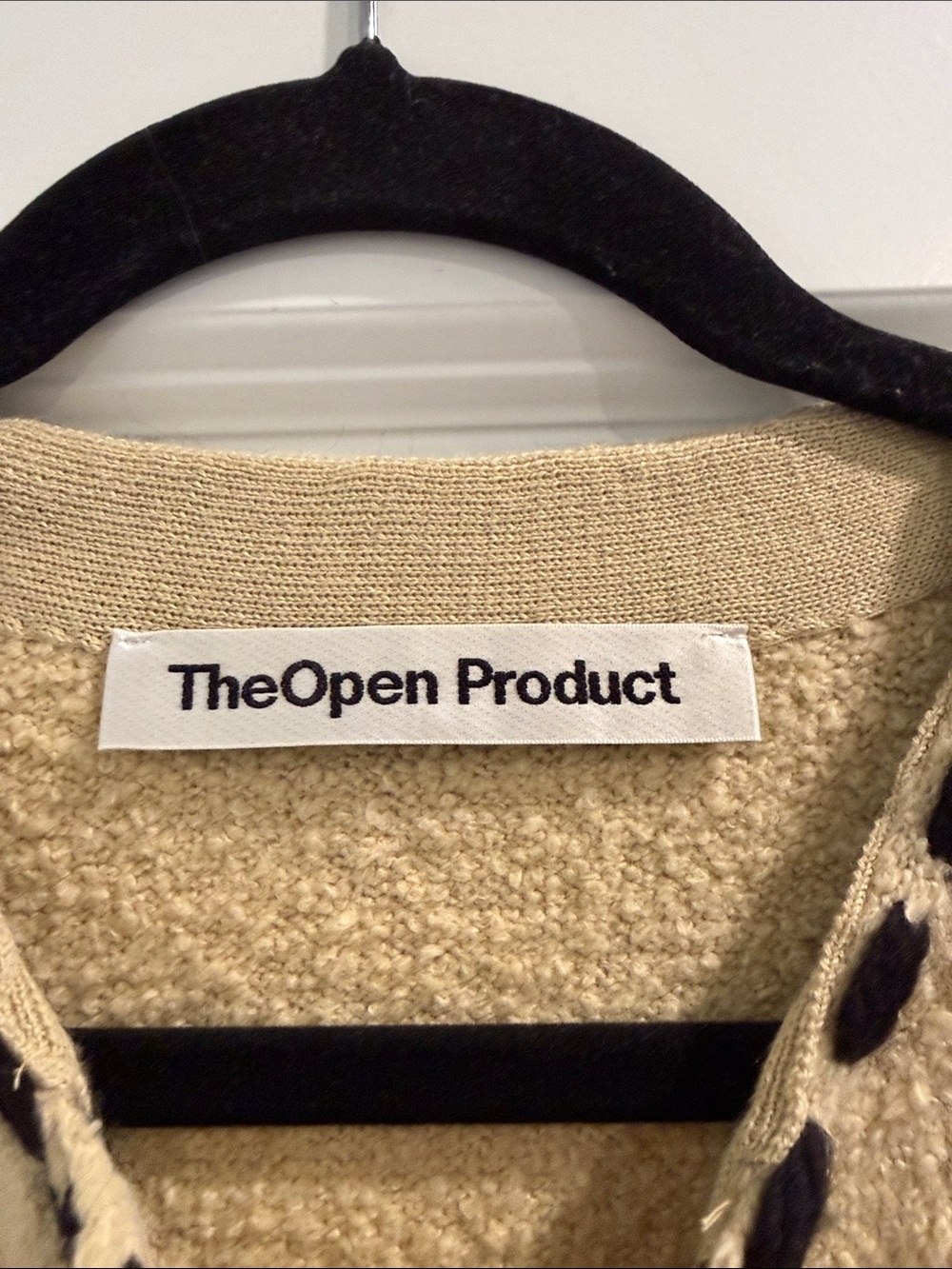 The Open Product Cream Knit Button Cardigan with Black Trim Korean sz 1. Sz xs/s - Picture 2 of 9